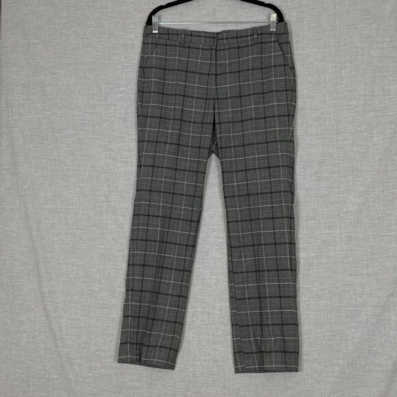 Ellen Tracy Dress Pants Sz 10 Gray Plaid Straight Leg - Picture 1 of 8